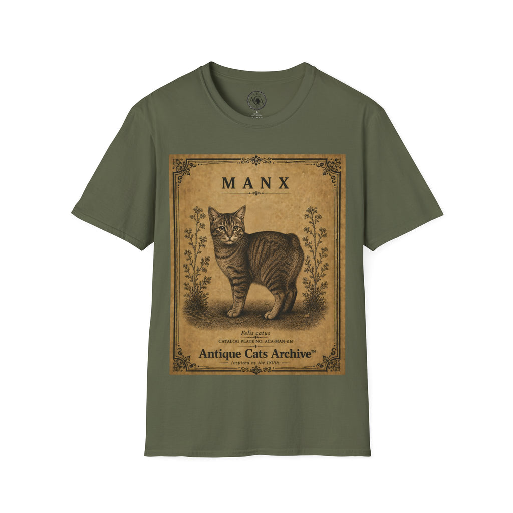 Manx Cat T-Shirt | Vintage Cat Illustration | Antique Cats Archive™