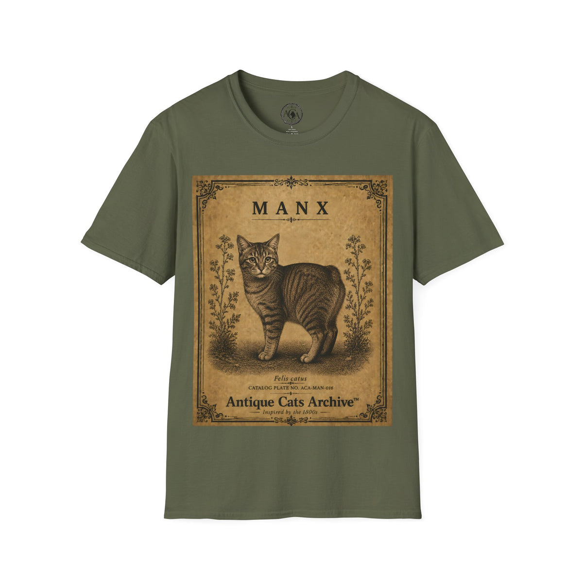 Manx Cat T-Shirt | Vintage Cat Illustration | Antique Cats Archive™