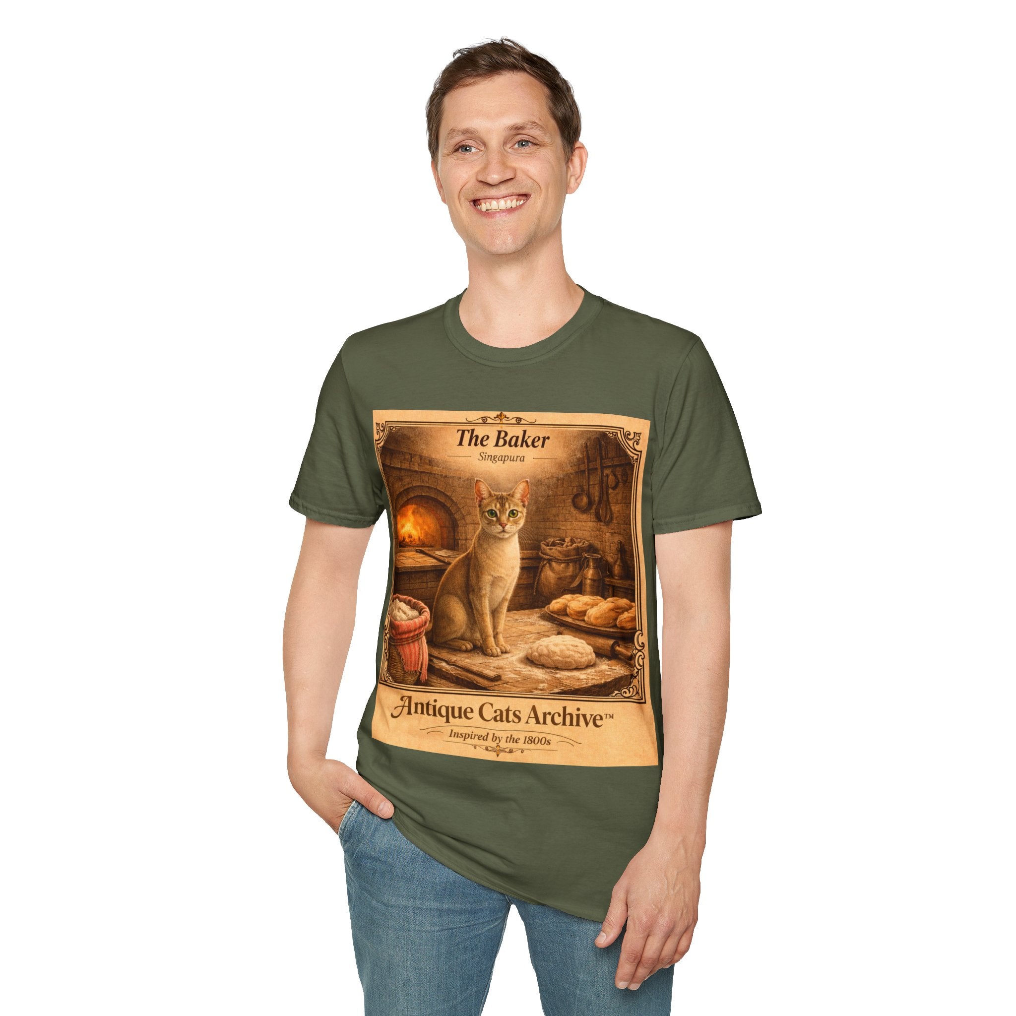 Antique Cats Archive™ Entry No. ACA-005-FND “The Baker” Tabby Cat T-Shirt – Vintage 1800s Engraving StyleThe Baker