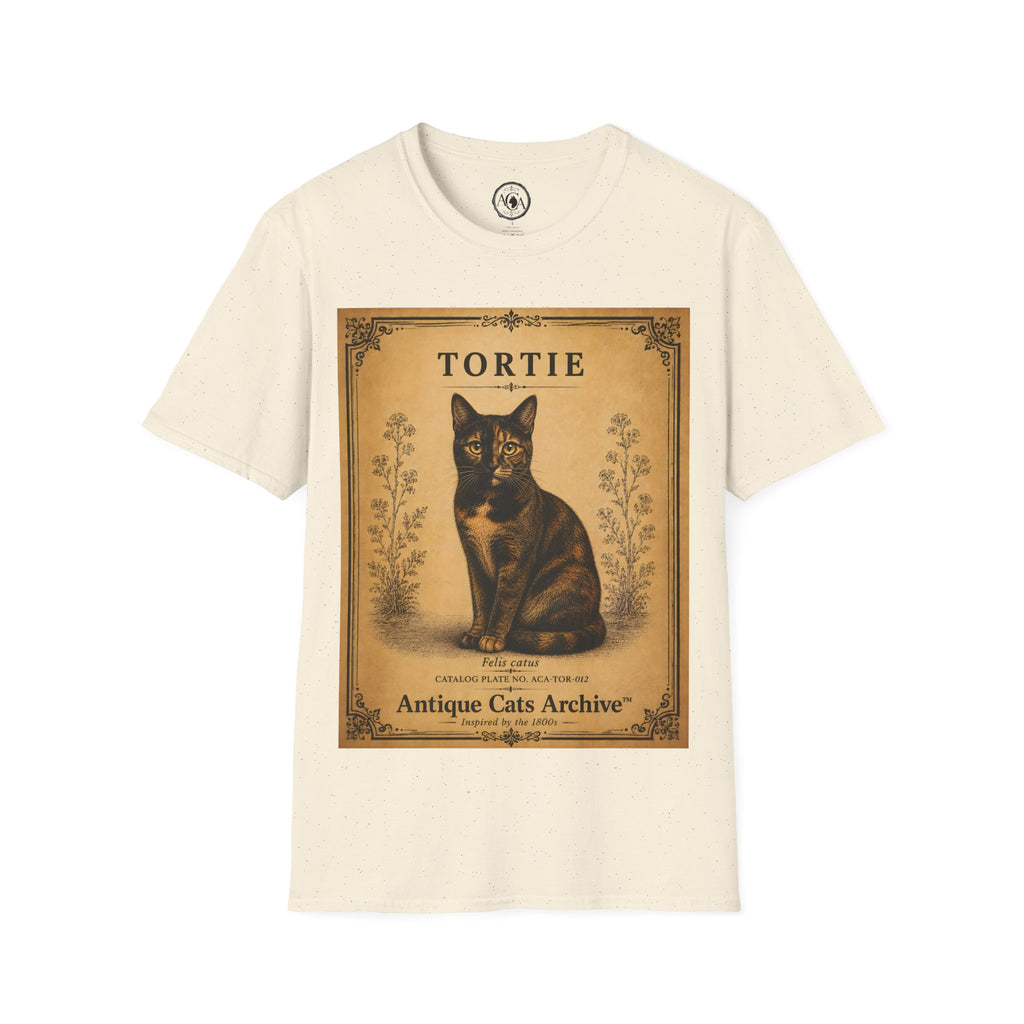 Tortie Cat T-Shirt | Vintage Tortoiseshell Cat Illustration | Antique Cats Archive™