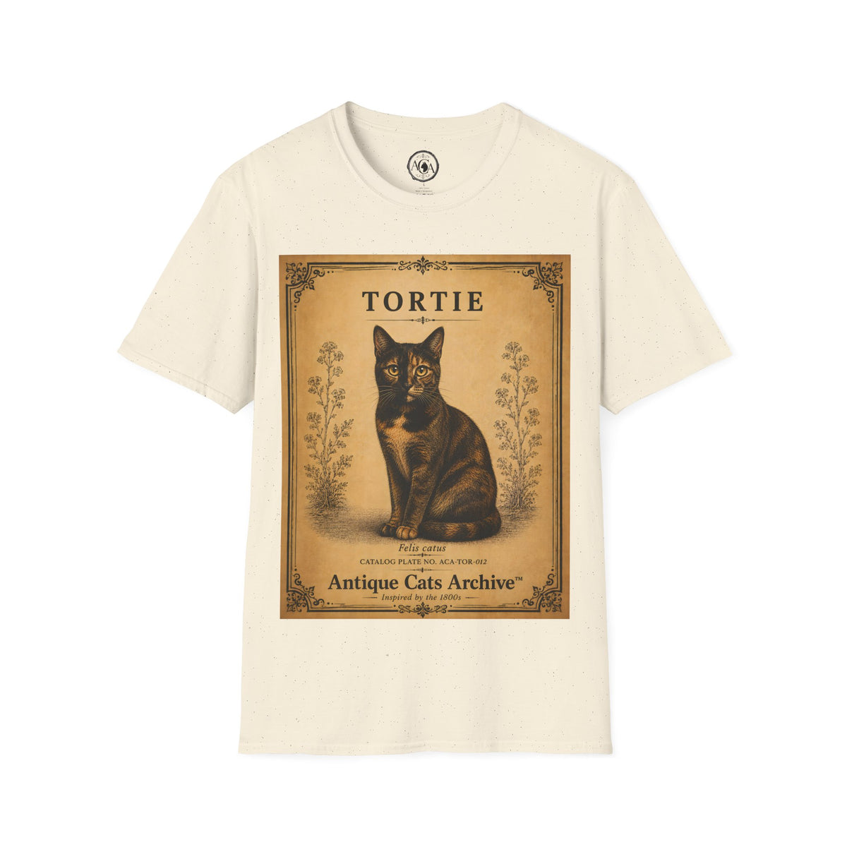 Tortie Cat T-Shirt | Vintage Tortoiseshell Cat Illustration | Antique Cats Archive™