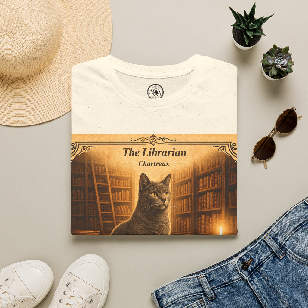 Antique Cats Archive™ Entry No. ACA-015-FND “The Librarian” Tabby Cat T-Shirt – Vintage 1800s Engraving Style