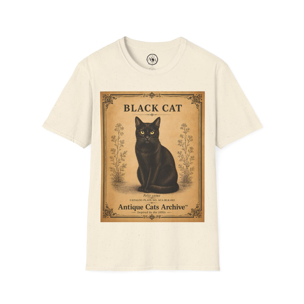 Black Cat T-Shirt | Vintage Cat Illustration | Antique Cats Archive™