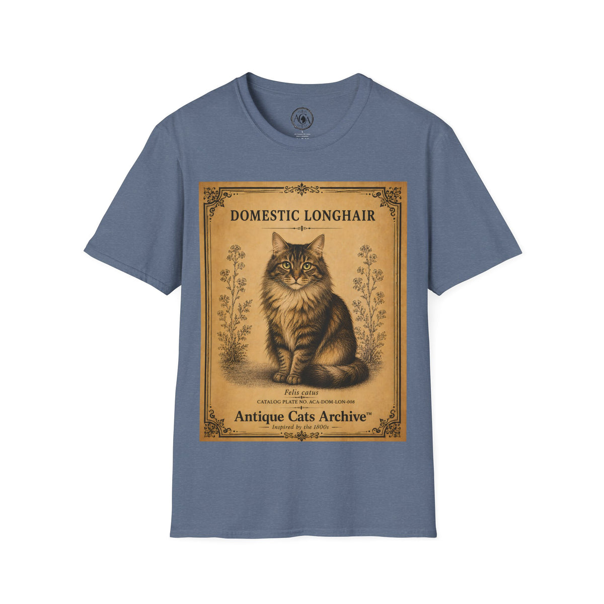 Domestic Longhair Cat T-Shirt | Vintage Cat Illustration | Antique Cats Archive™