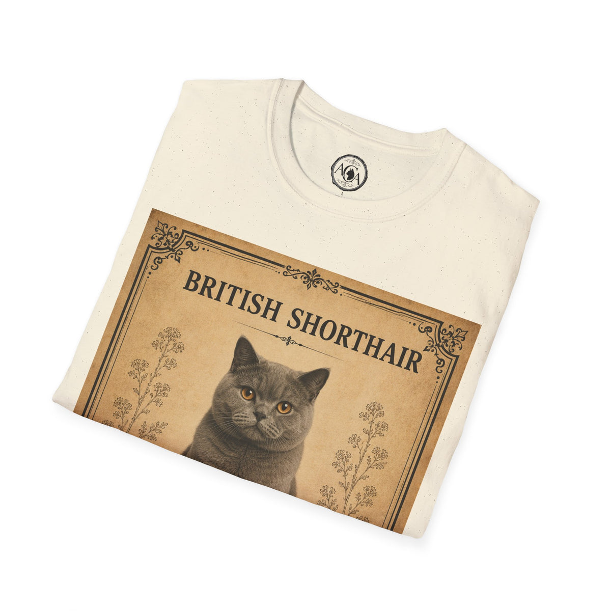 British Shorthair Cat T-Shirt | Vintage Cat Illustration | Antique Cats Archive™