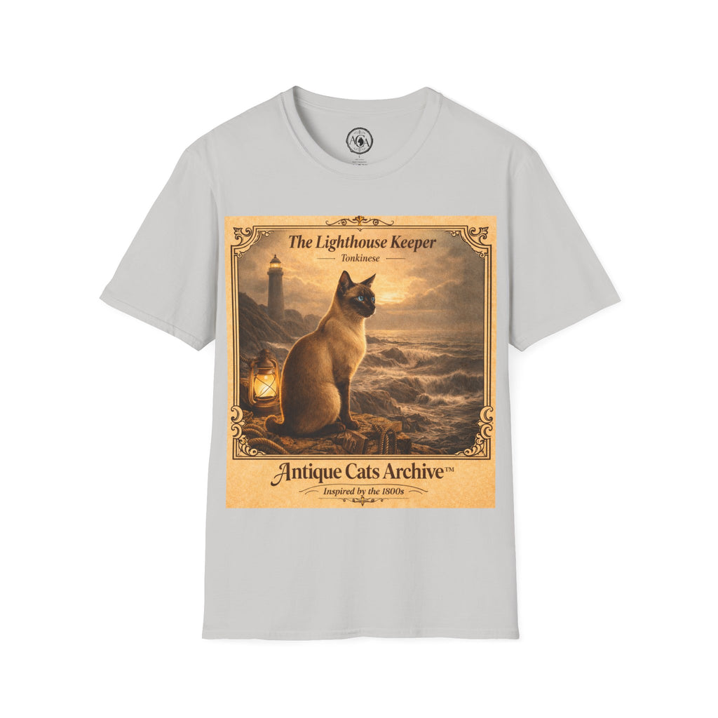 Antique Cats Archive™ Entry No. ACA-016-FND “The Lighthouse Keeper” Tabby Cat T-Shirt – Vintage 1800s Engraving Style