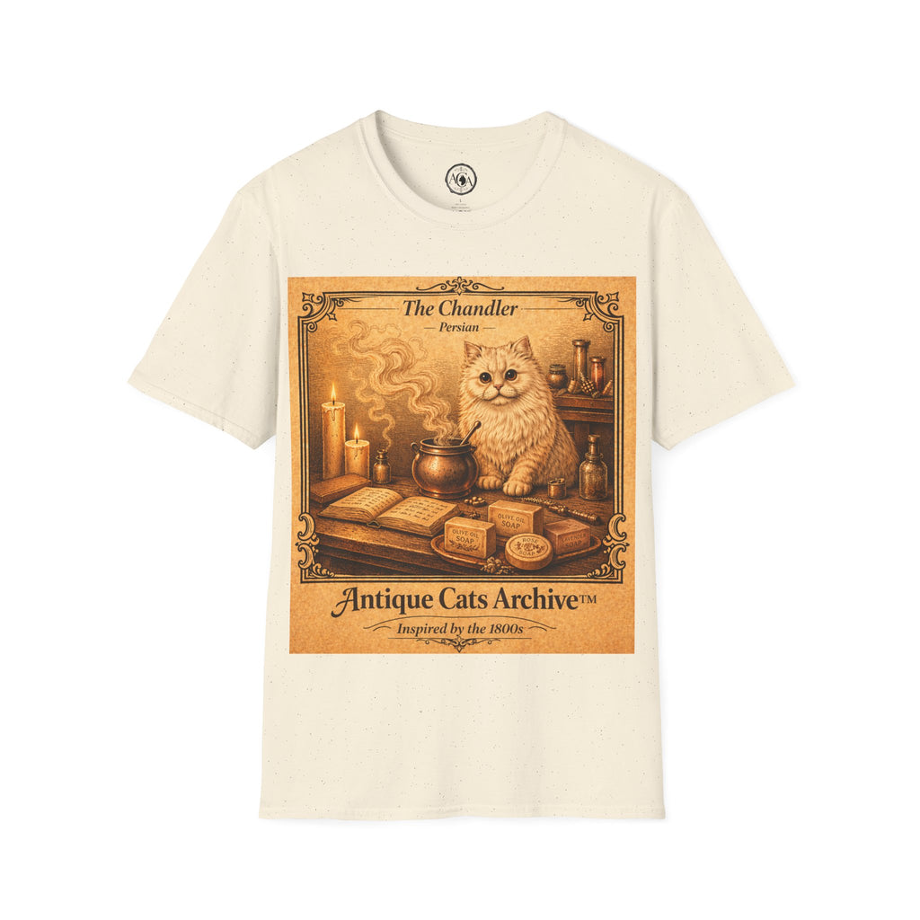 Antique Cats Archive™ Entry No. ACA-010-CHN “The Chandler” Persian Cat T-Shirt – Vintage 1800s Engraving Style