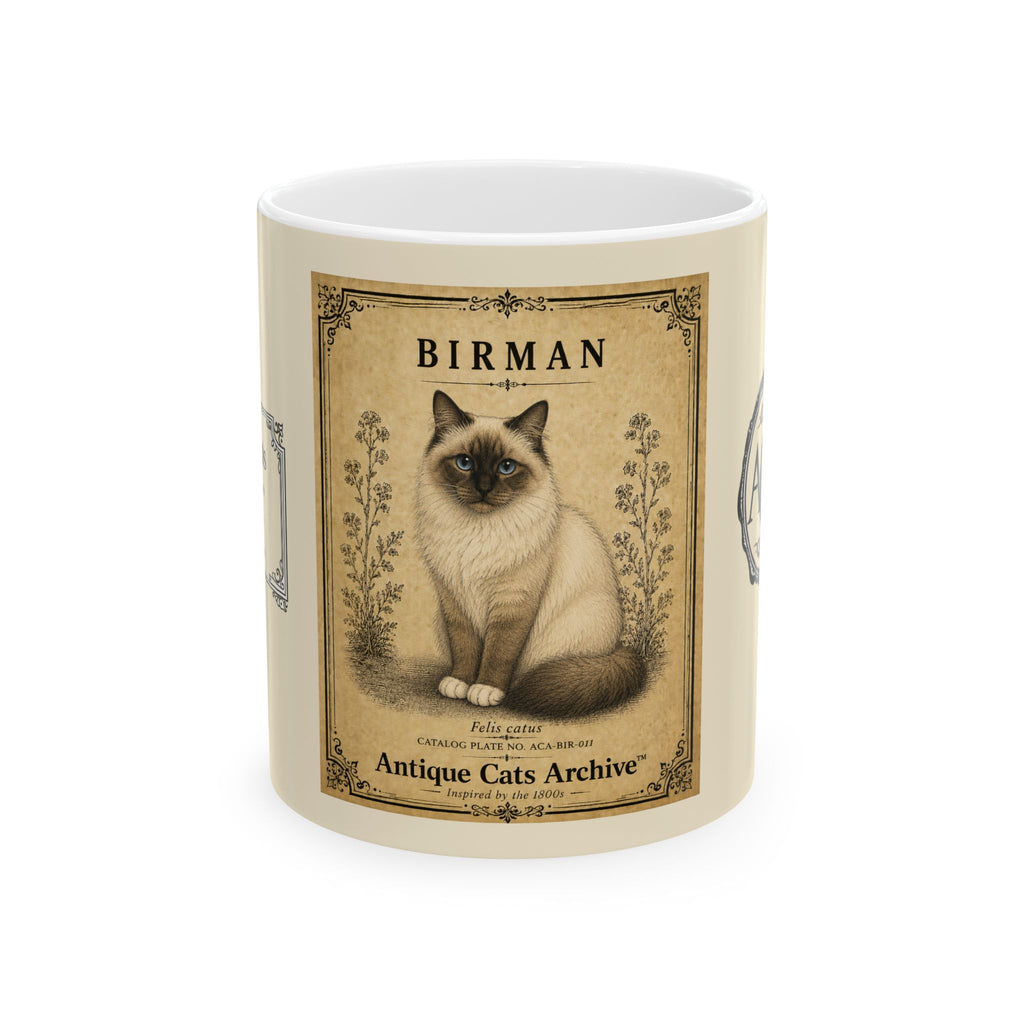 Vintage Birman Cat Ceramic Mug – Antique Cats Archive Tea Coffee Cup (11 oz)