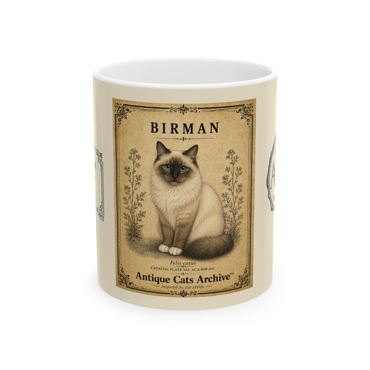 Vintage Birman Cat Ceramic Mug – Antique Cats Archive Tea Coffee Cup (11 oz)