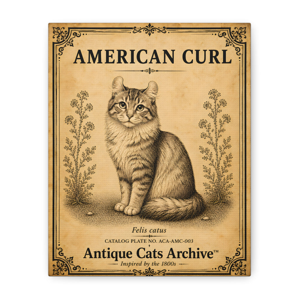 American Curl Cat Canvas | Vintage Antique Cats Archive Wall Art