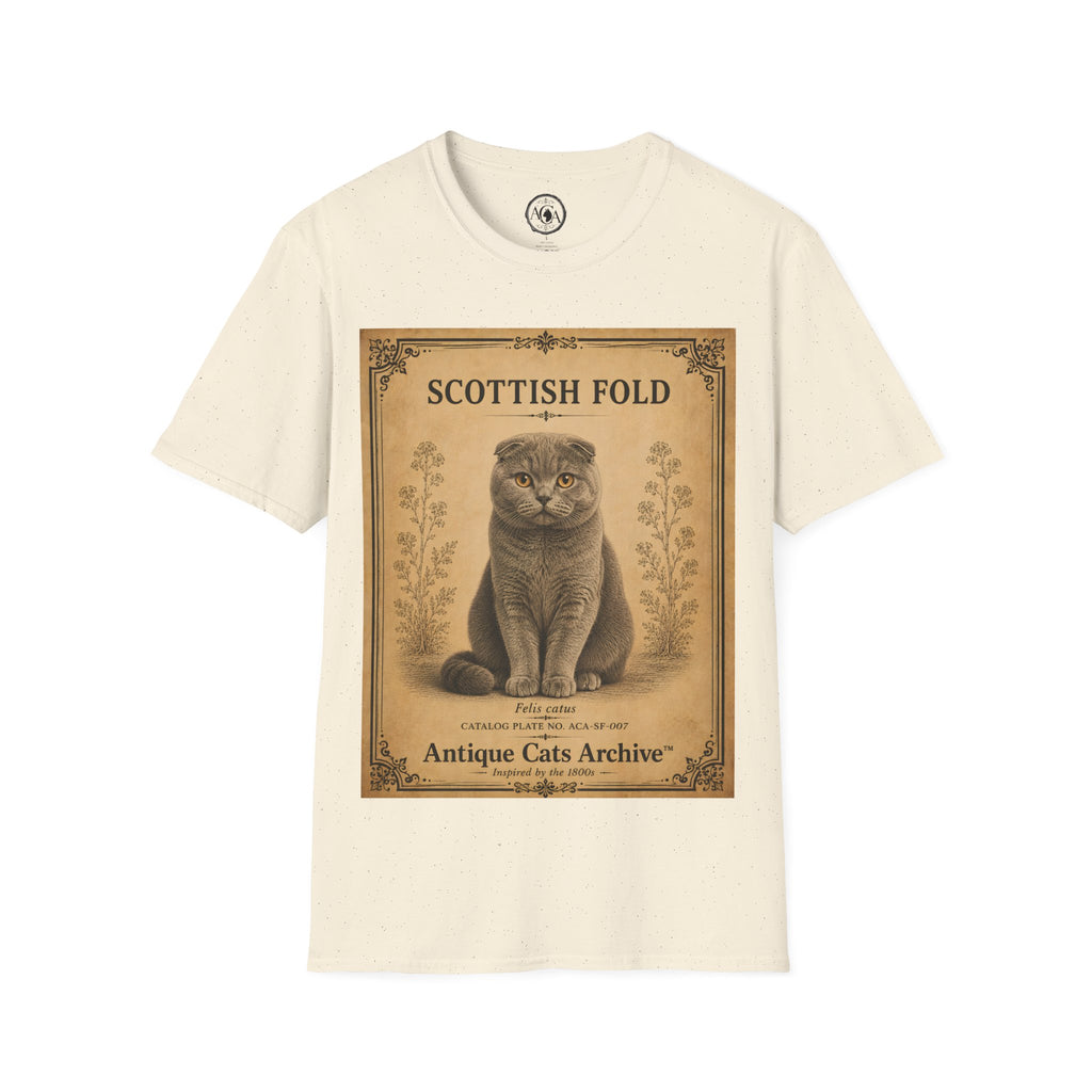 Scottish Fold Cat T-Shirt | Vintage Cat Illustration | Antique Cats Archive™